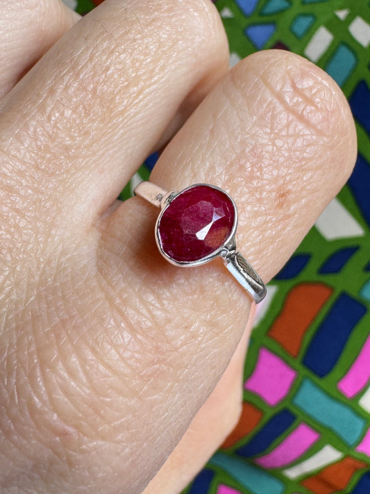 925 Silber Ring Rubinwurzel Größe 17 -F55