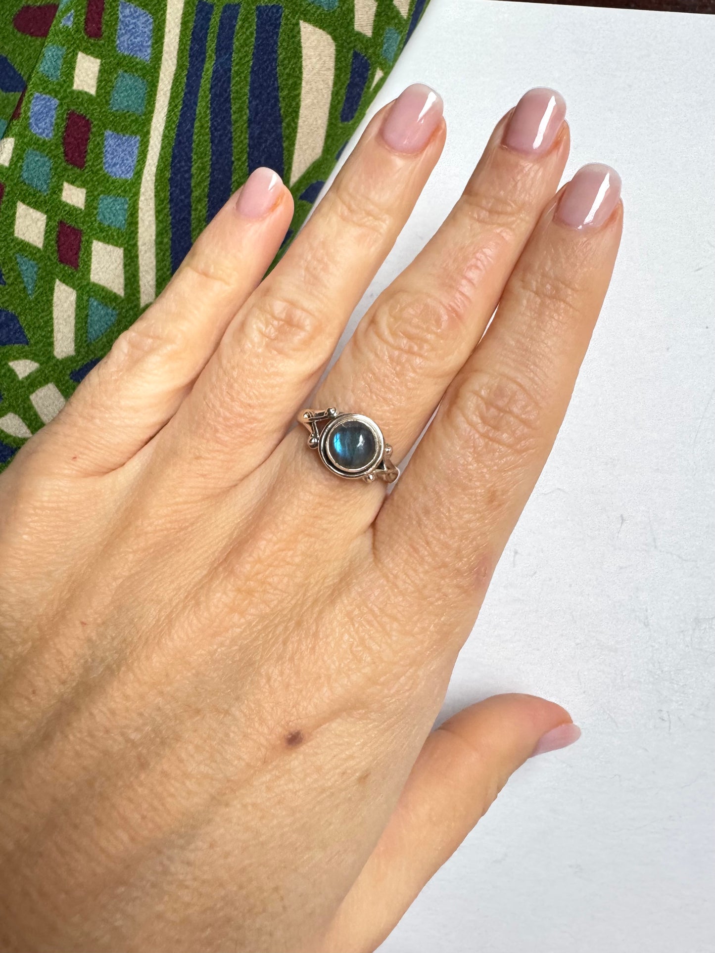 Anello argento 925 labradorite misura 13 - 43SZ