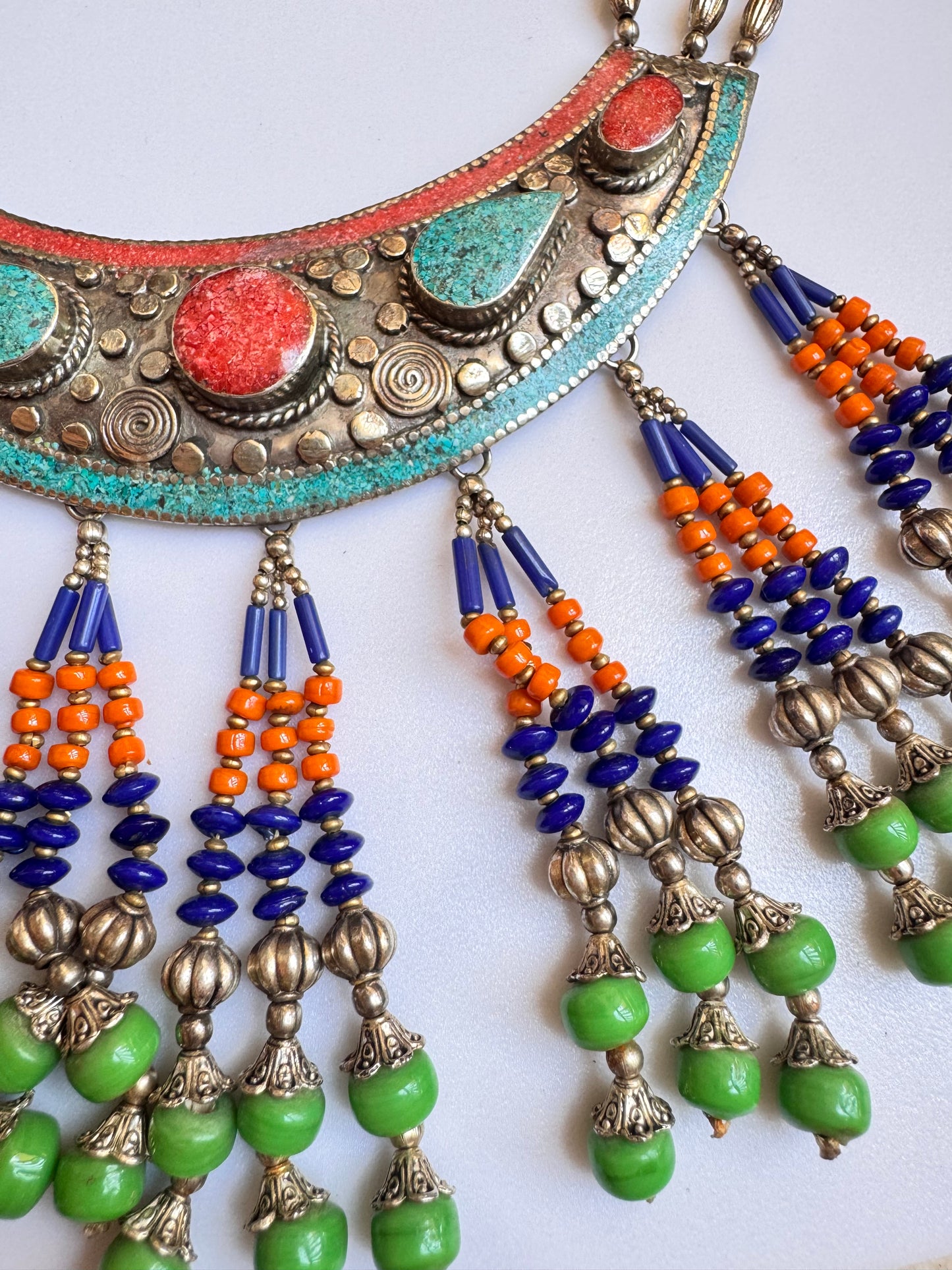 Nepalese Metal and Stone Vintage 70s Necklace