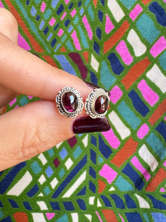 925 garnet silver earrings