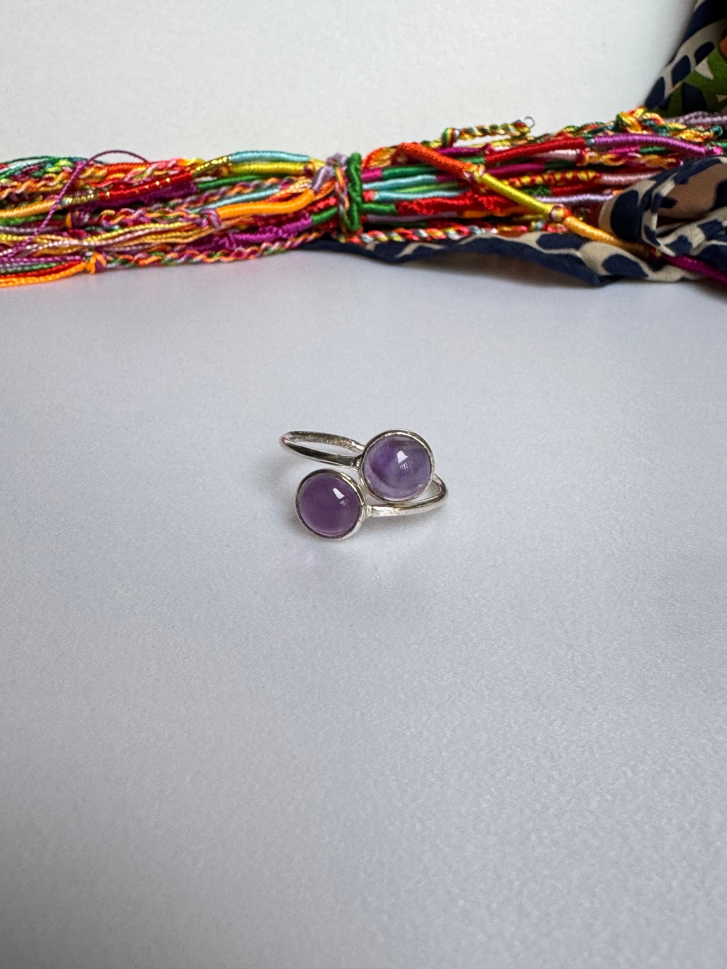 Anello argento 925 ametista regolabile  20 - 11AME DIFETTATO