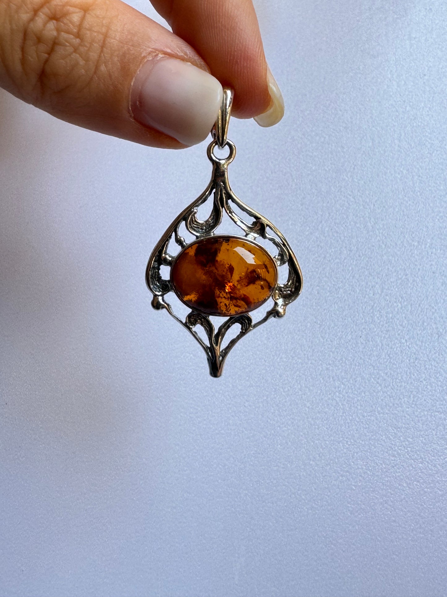 C13 amber 925 silver pendant