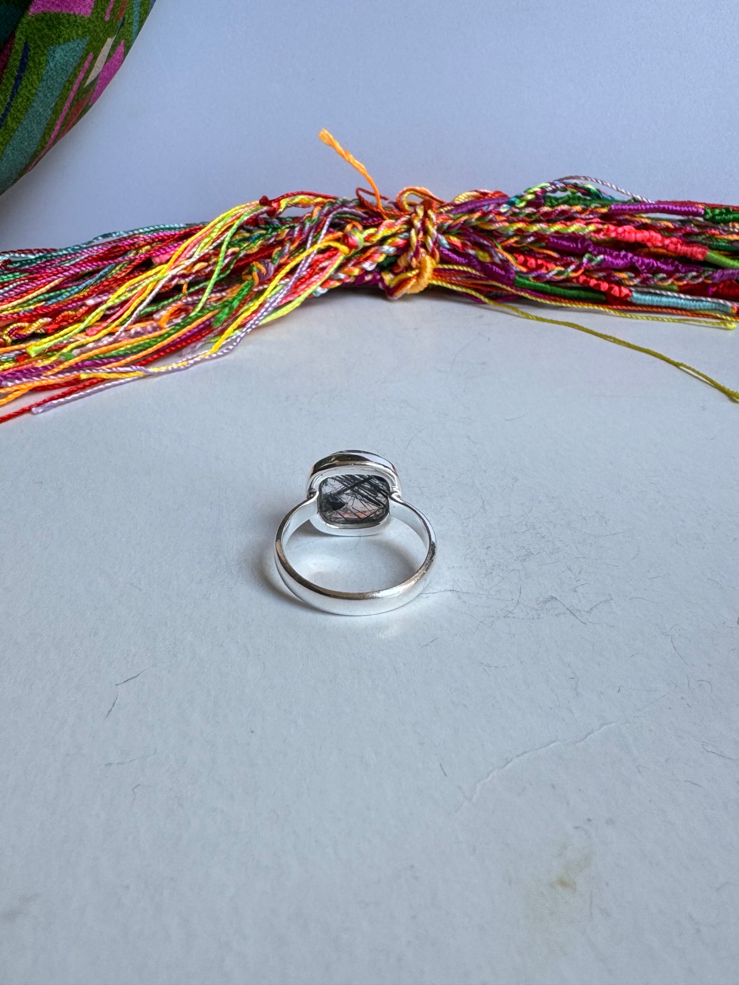 Anello argento quarzo tormalinato misura 20/21- Z2