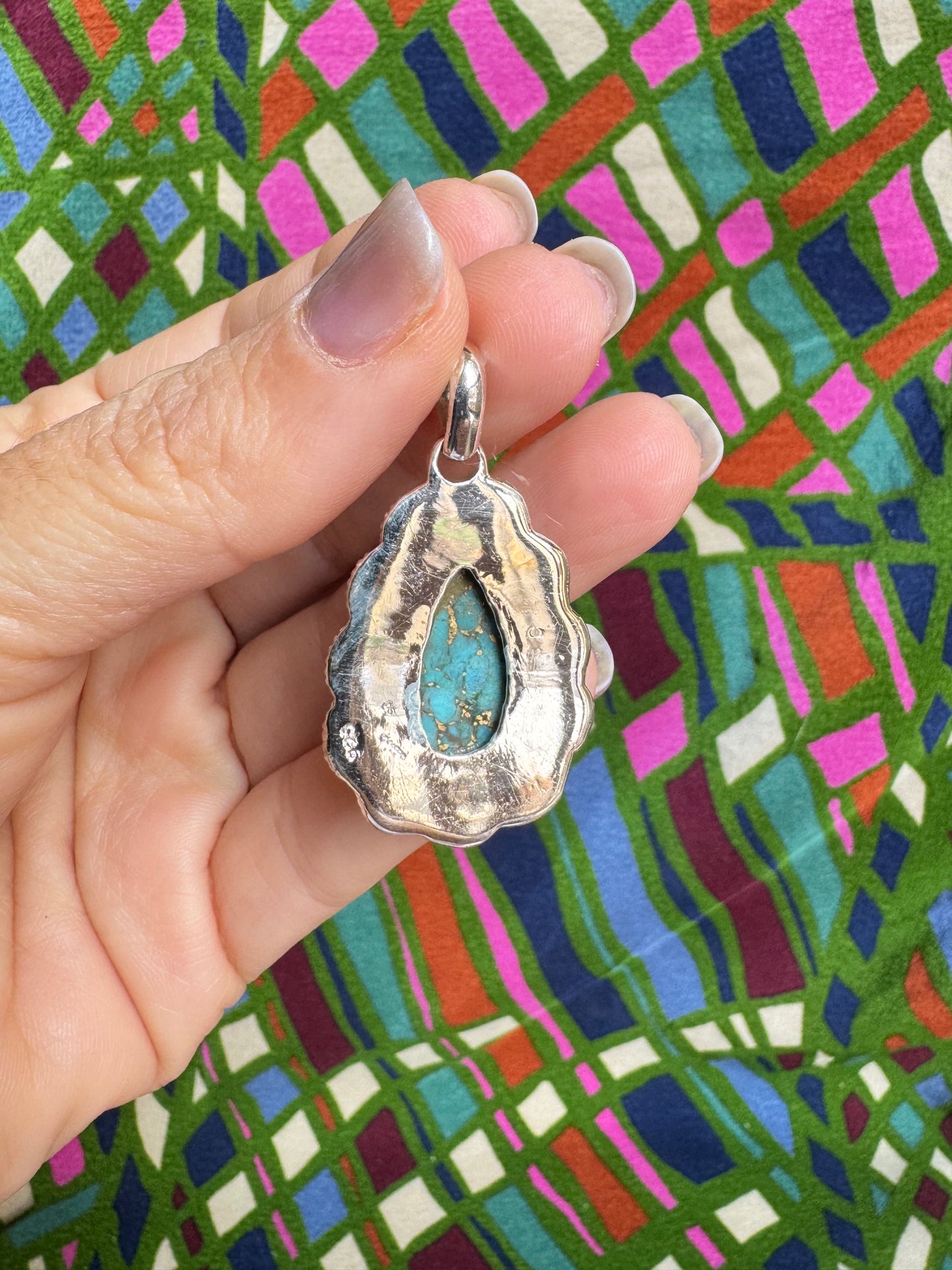 925 silver turquoise pendant 14L