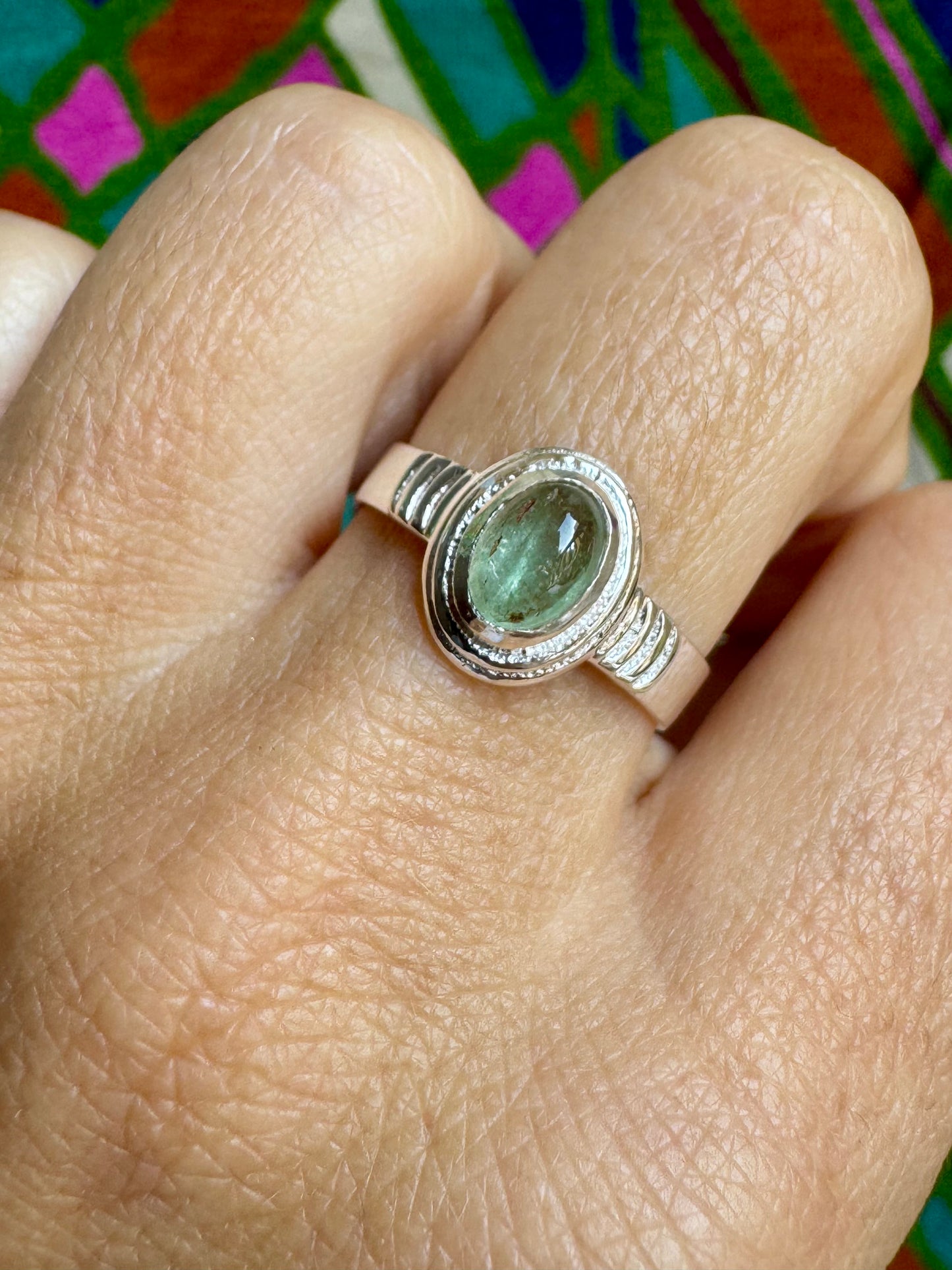 925 silver tourmaline ring size 17 - TA43