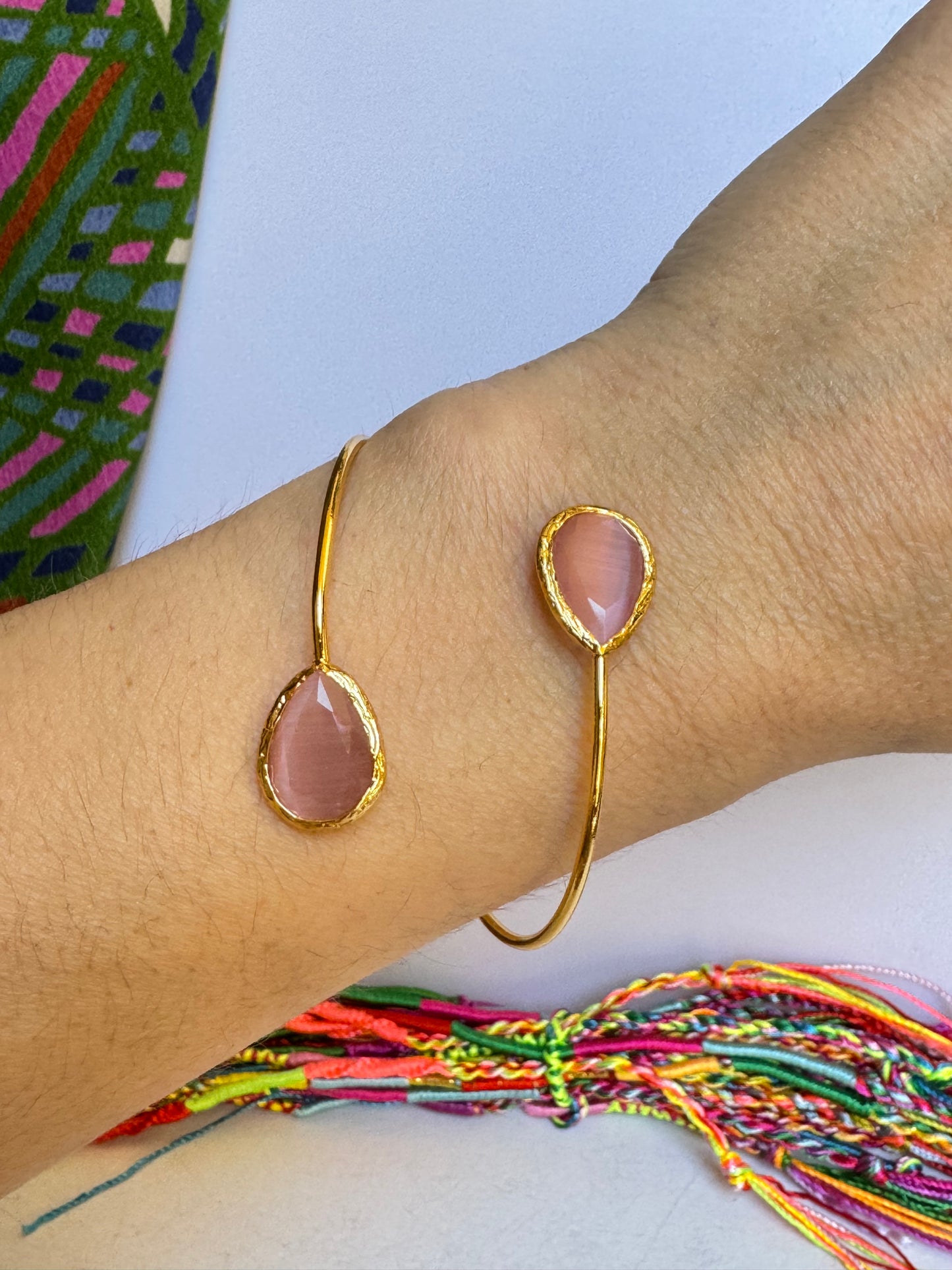 Bracciale pietra goccia rosa