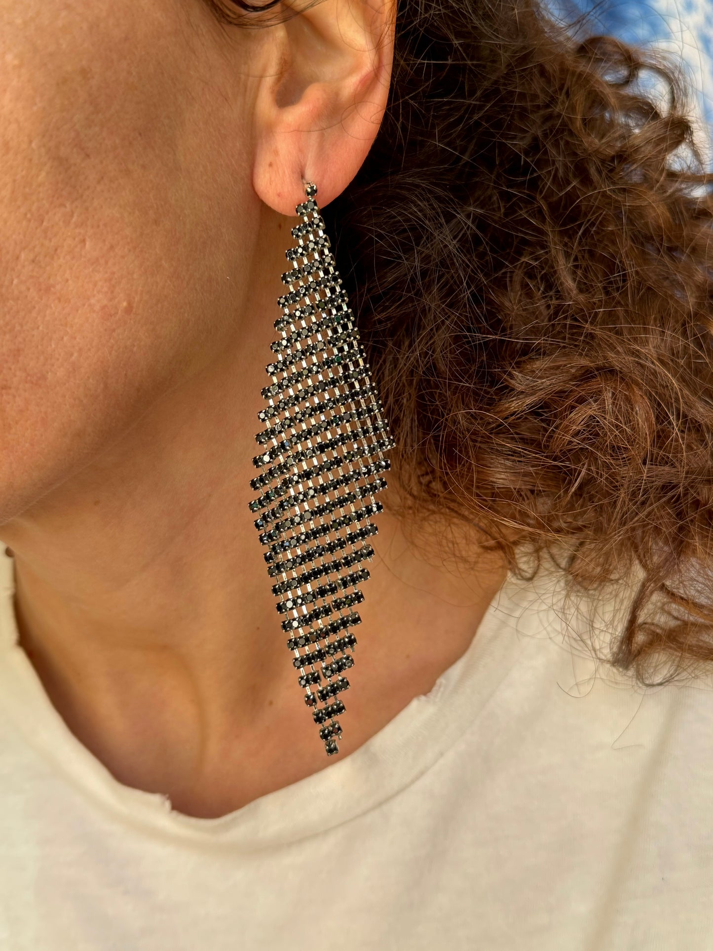 Soft black silver earrings