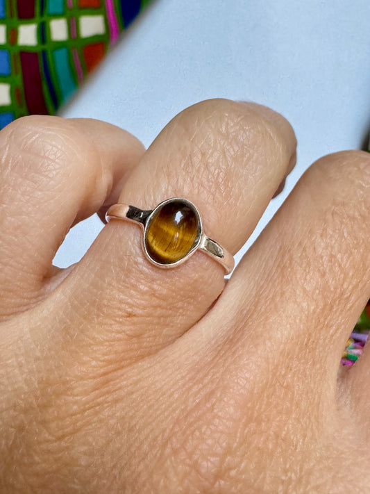 Anello argento 925 occhio di tigre misura 11 M19