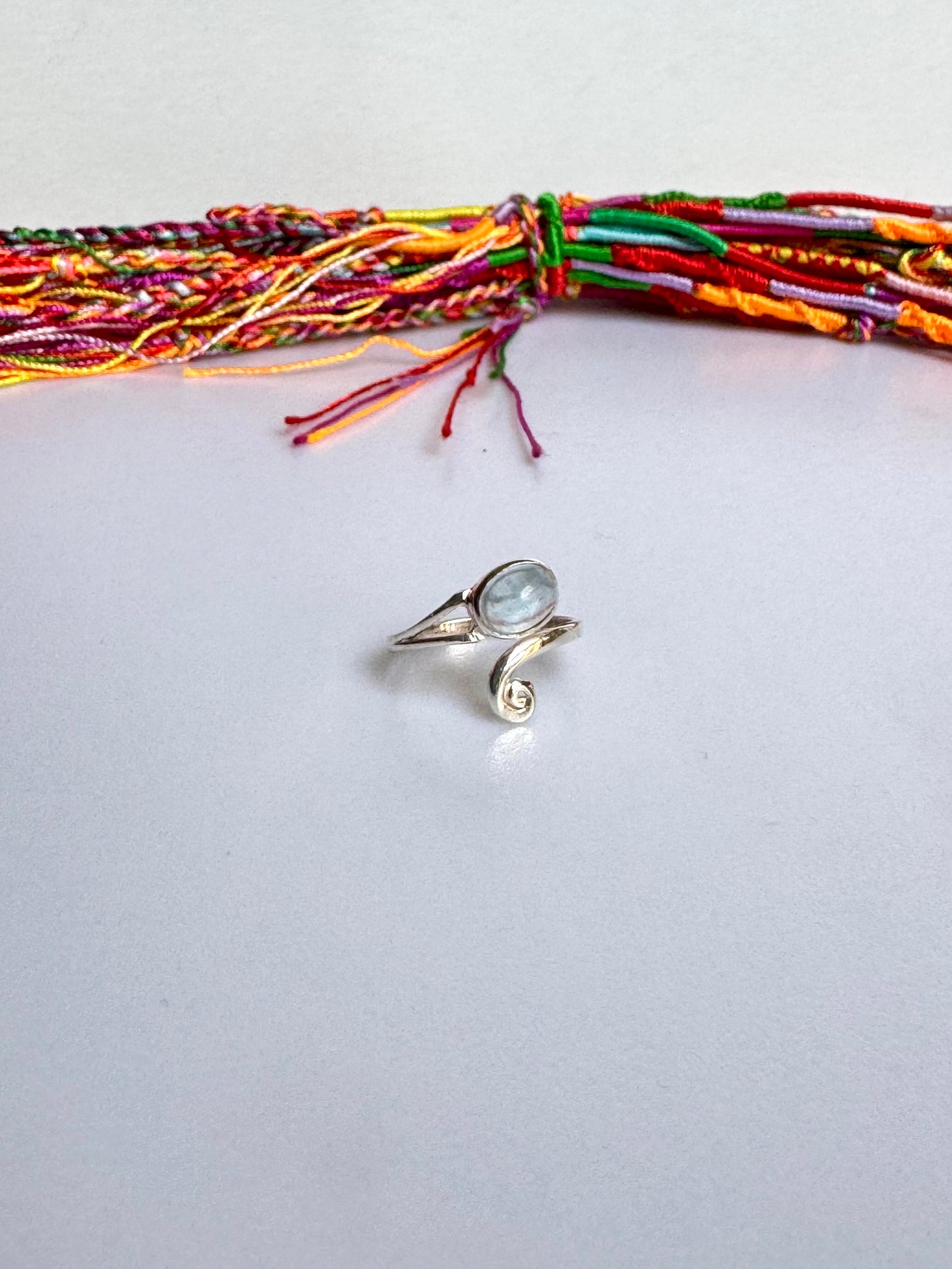 Anello argento 925 regolabile acquamarina misura 12 - 3SZ