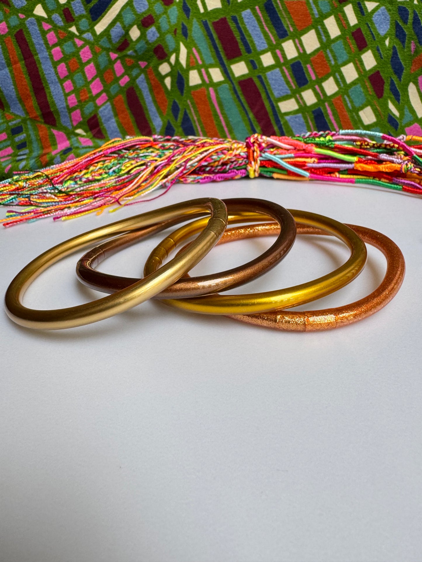4 Piece Gold Bangle Bracelet Mix Gold
