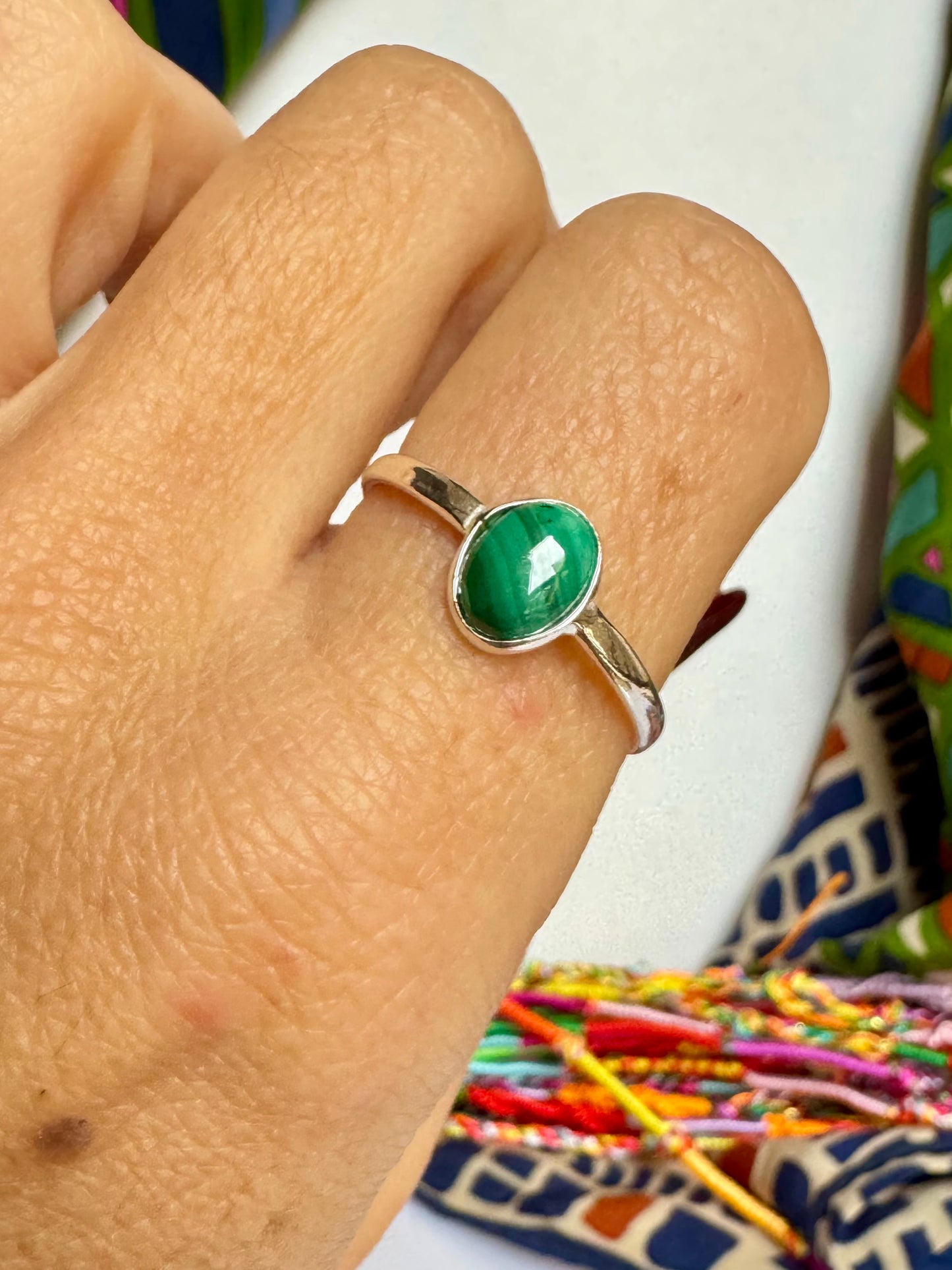 Anello argento 925 malachite misura 22 M17