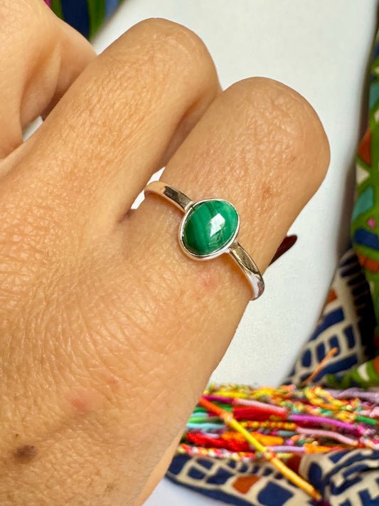 Anello argento 925 malachite misura 22 M17