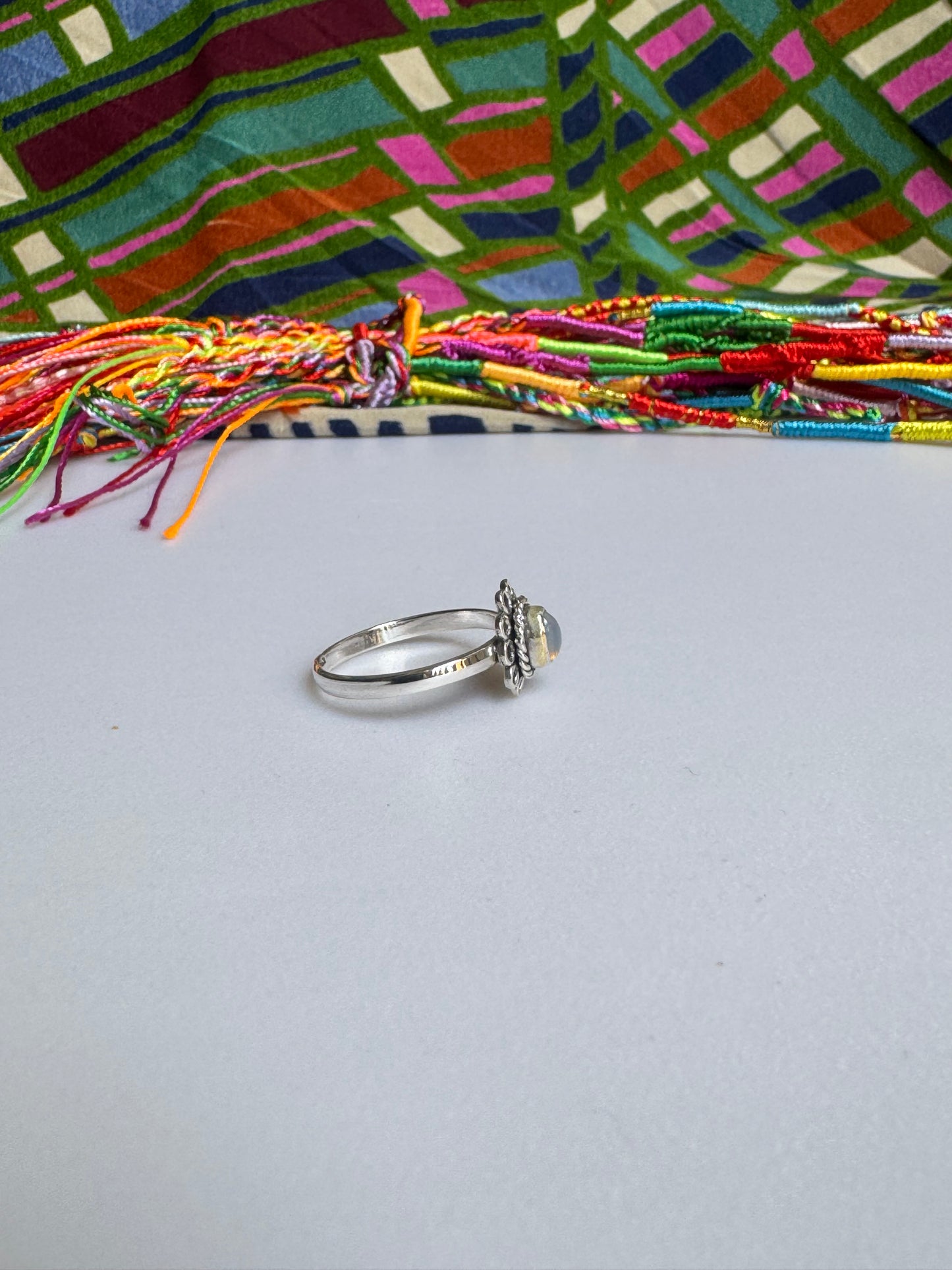 925 silver ring with white opal, size 20 - G32