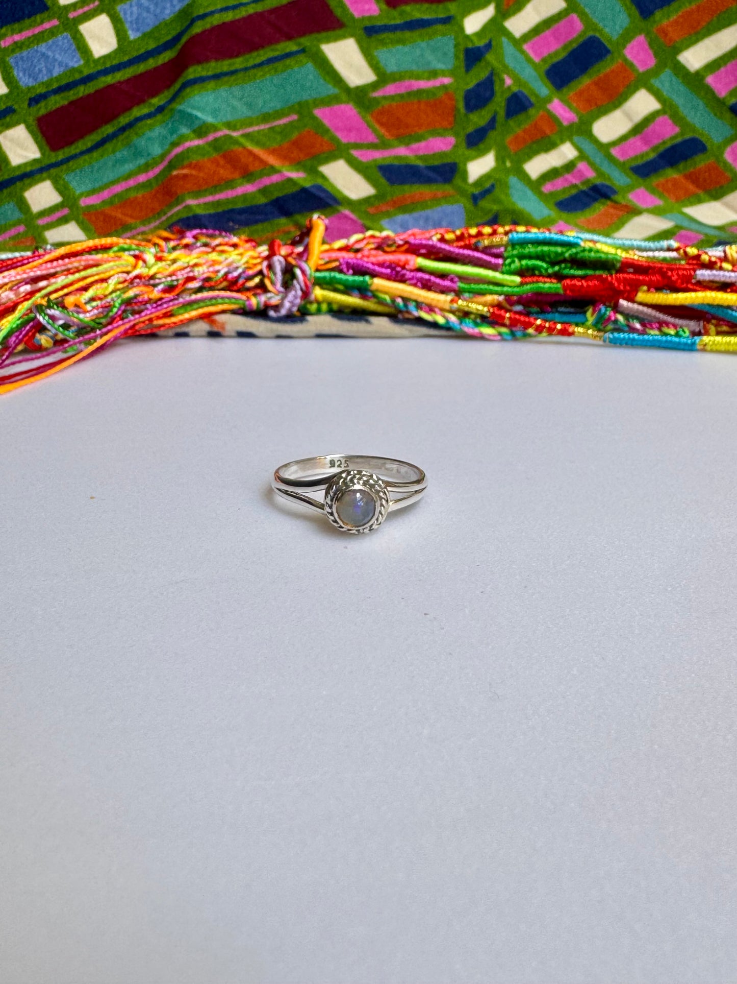 925 silver ring with white opal, size 20 - G38