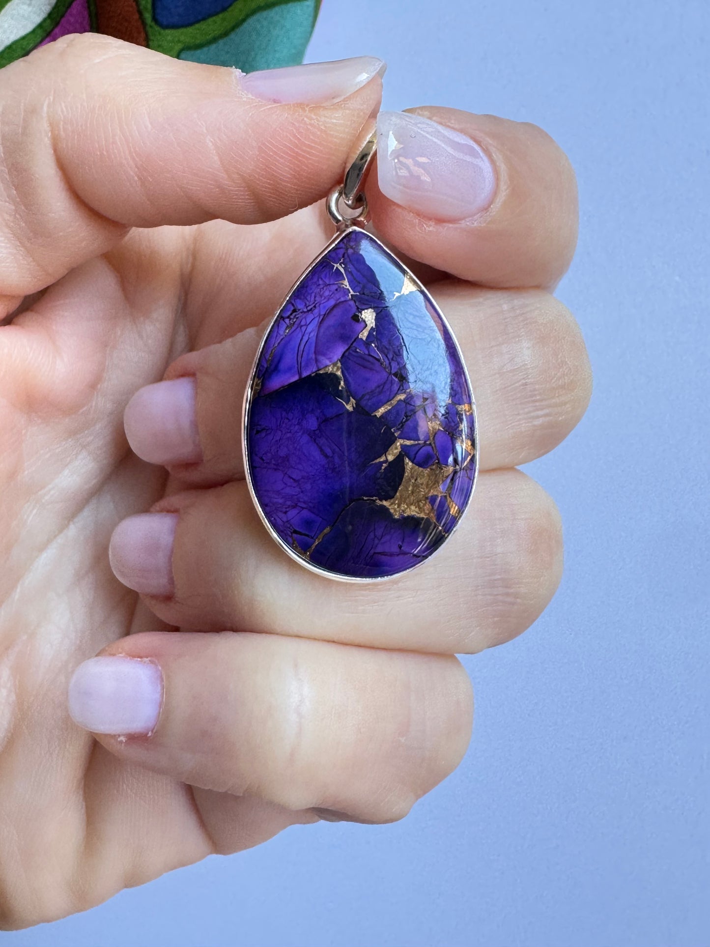 Ciondolo pendente argento 925 purple copper turquoise 5K