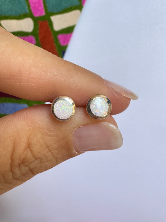 Orecchini lobo argento 925 opale bianco