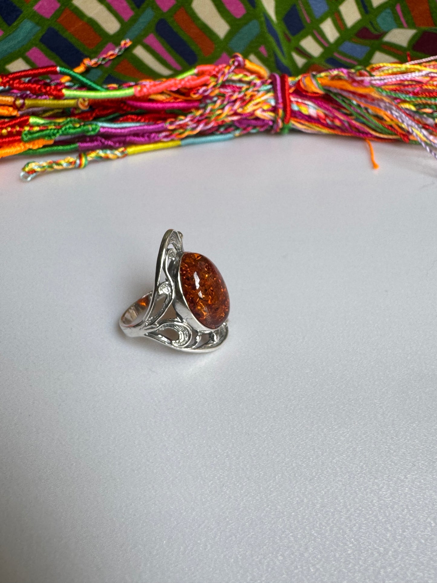 925 silver amber ring size 11 50A