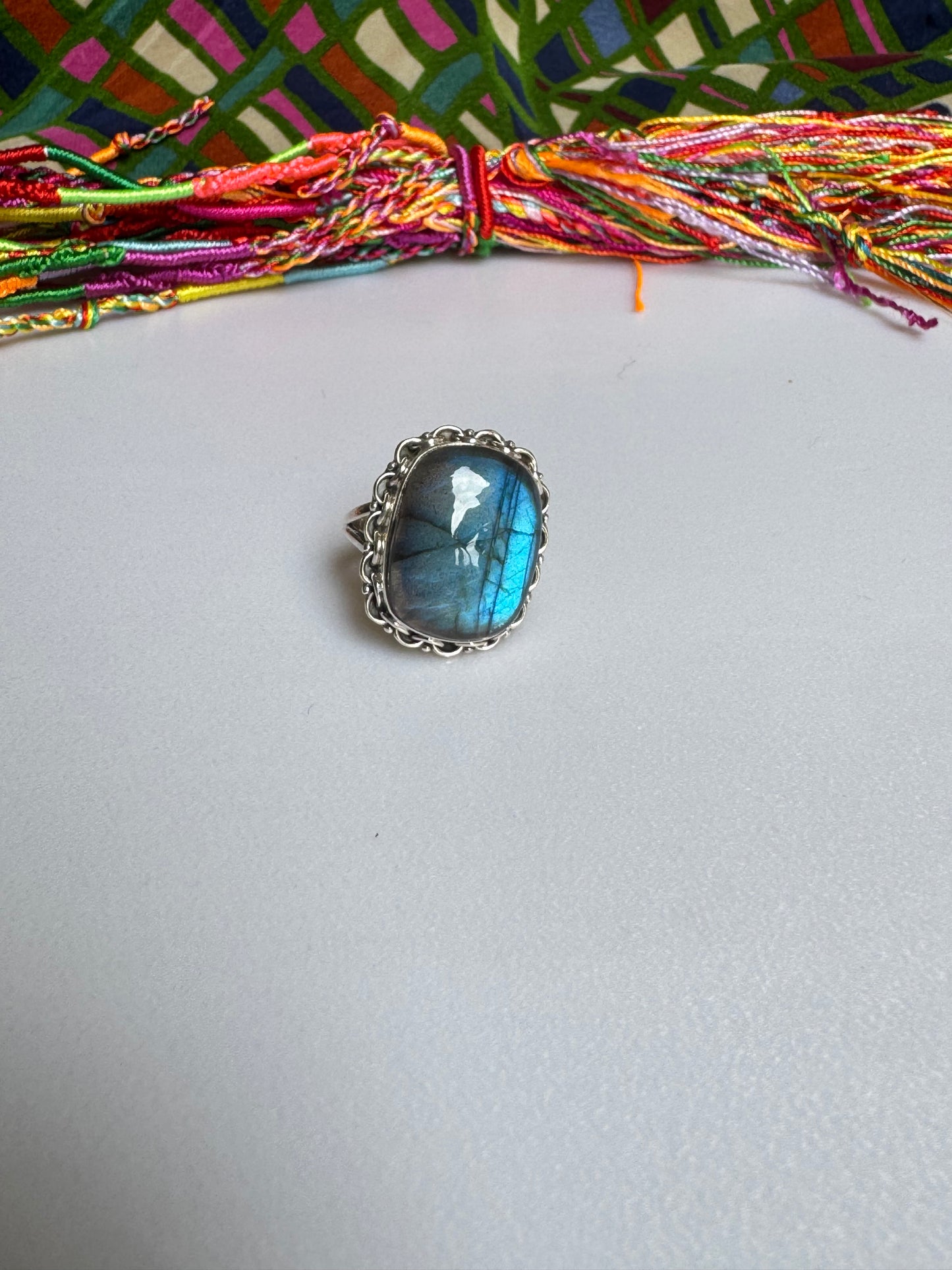 925 silver labradorite ring size 19/20 - 1LA