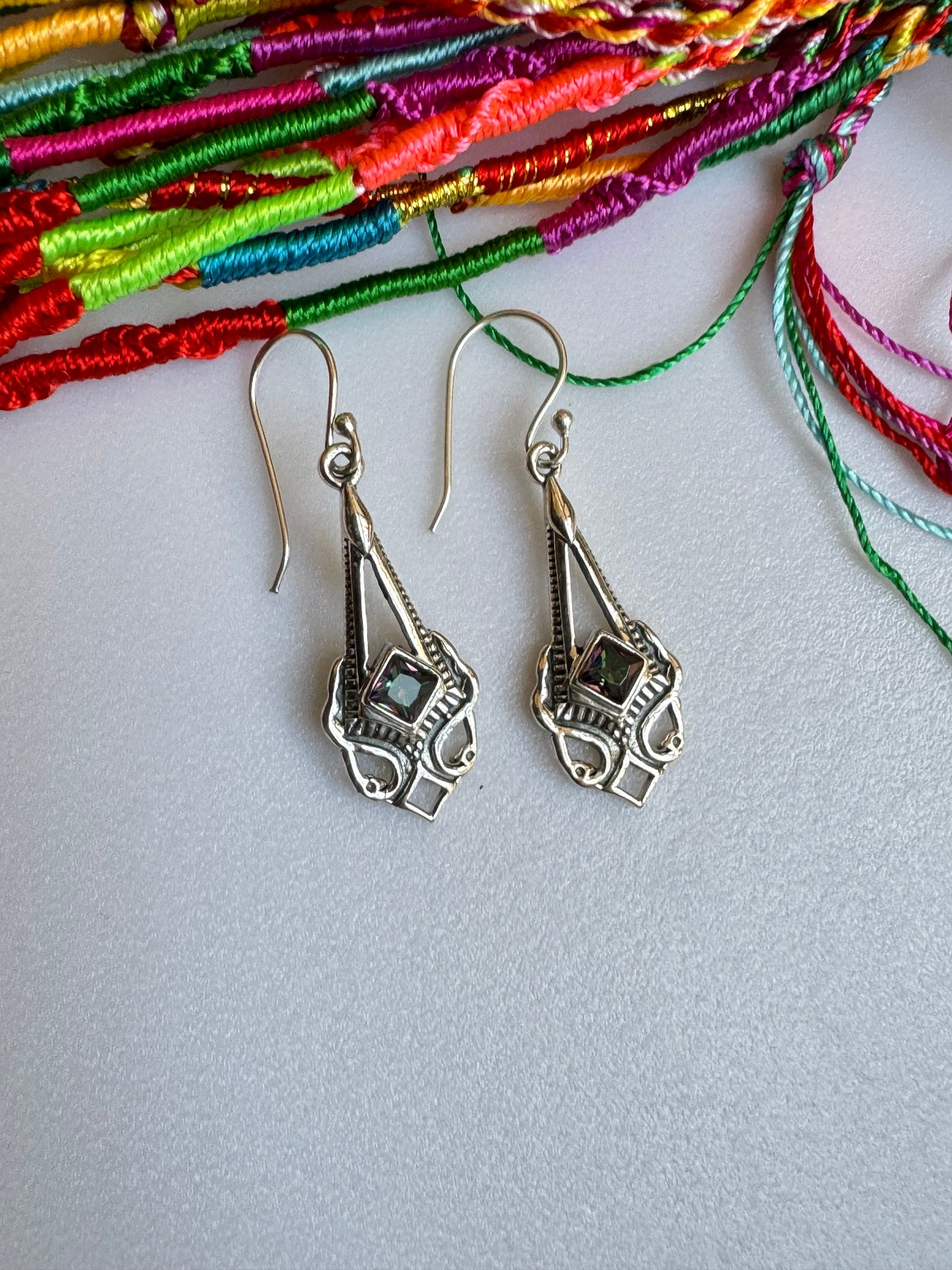 925 mystic stone silver earrings
