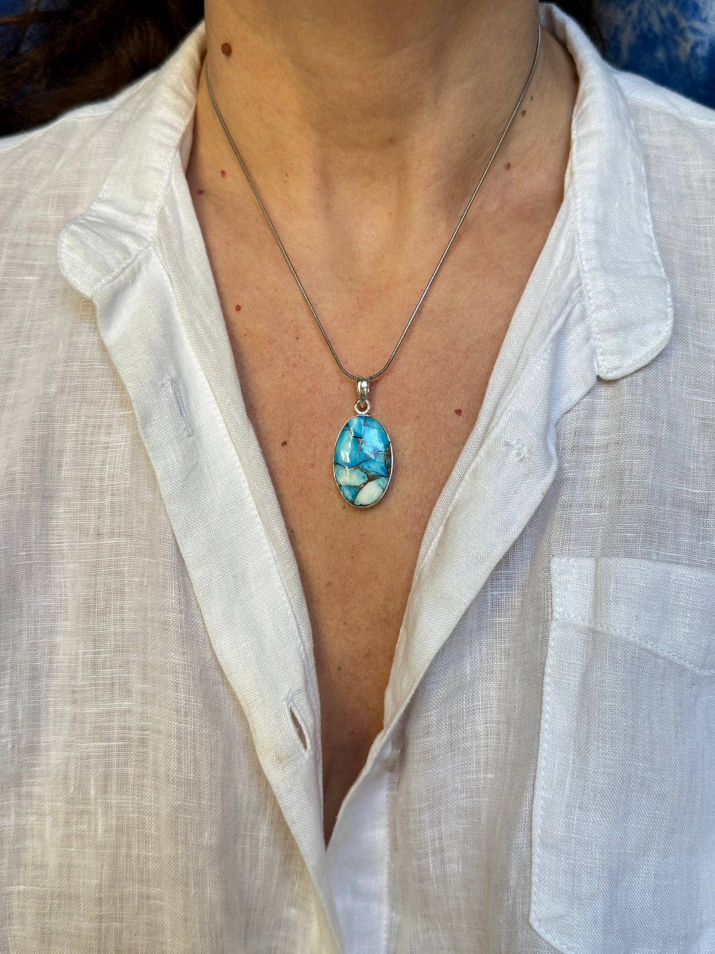 Ciondolo pendente argento 925 copper turquoise 6K