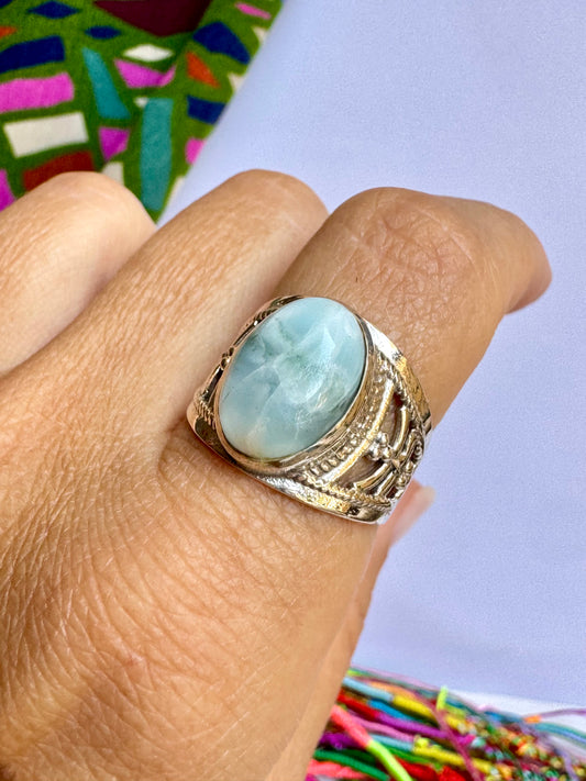 Anello argento 925 larimar misura 18/19 - 4UM