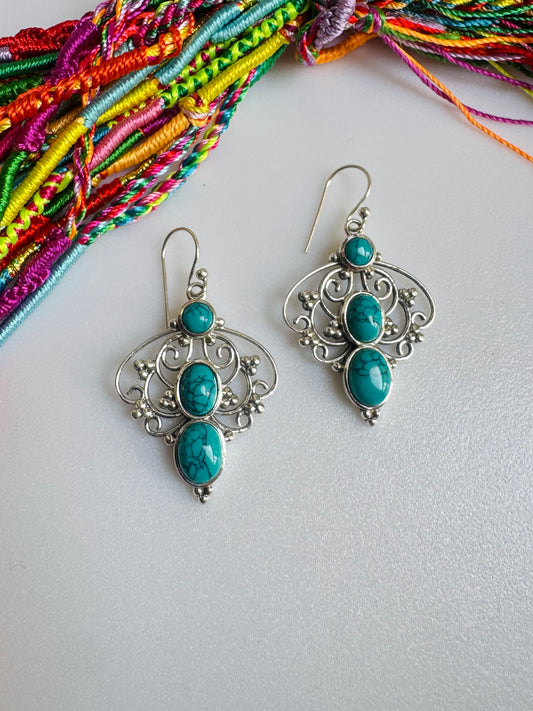 925 silver turquoise howlite earrings R40