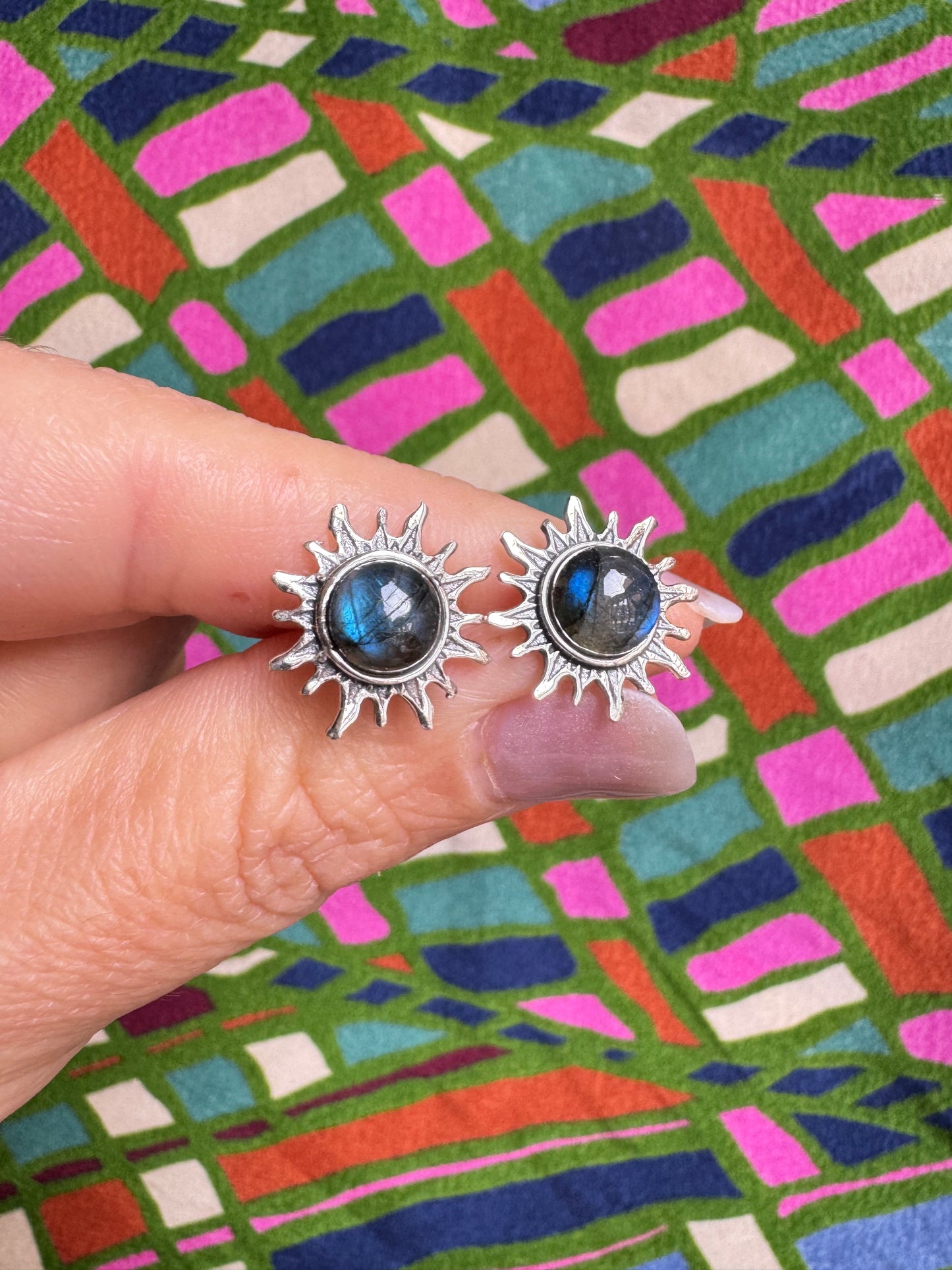 Orecchini lobo argento 925 labradorite
