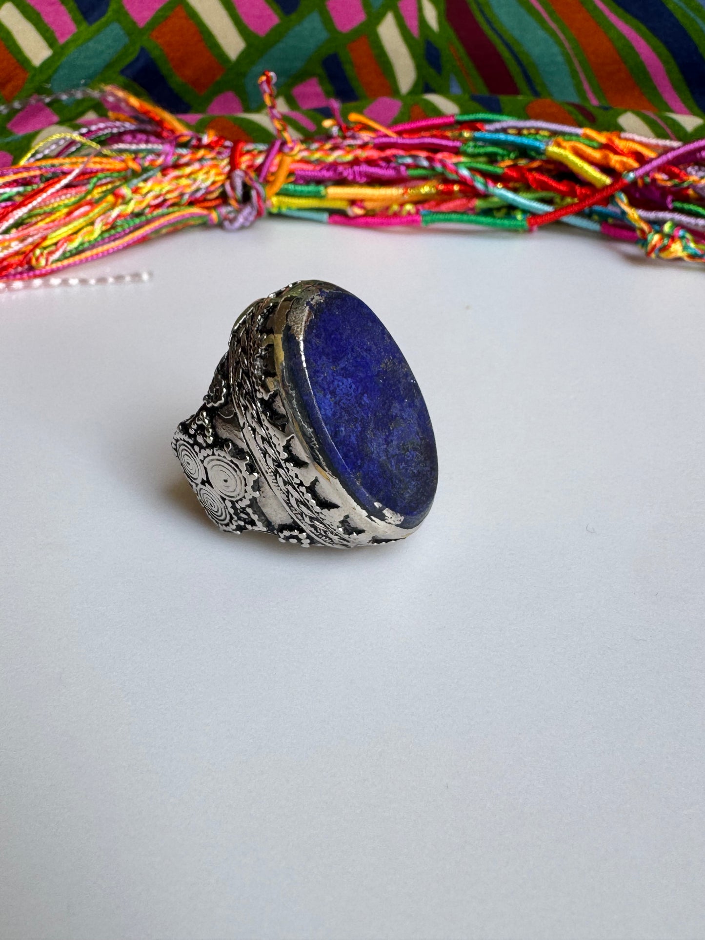 Antique vintage lapis lazuli hard stone ring