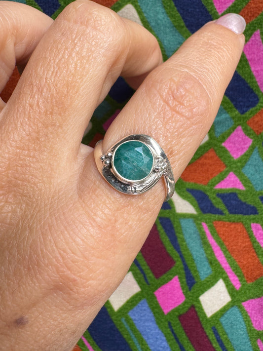 925 silver ring with emerald root, size 17 - 2RS