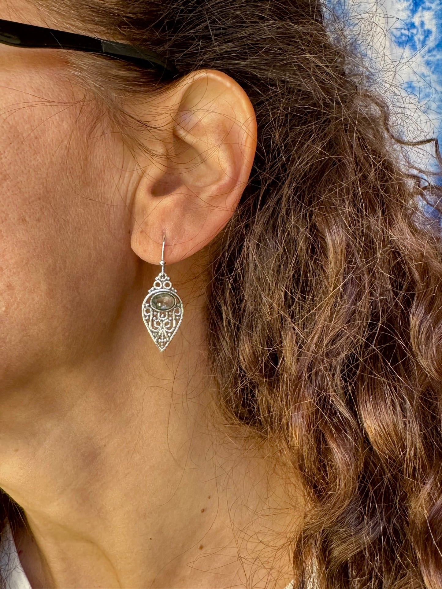 925 silver aquamarine earrings D18