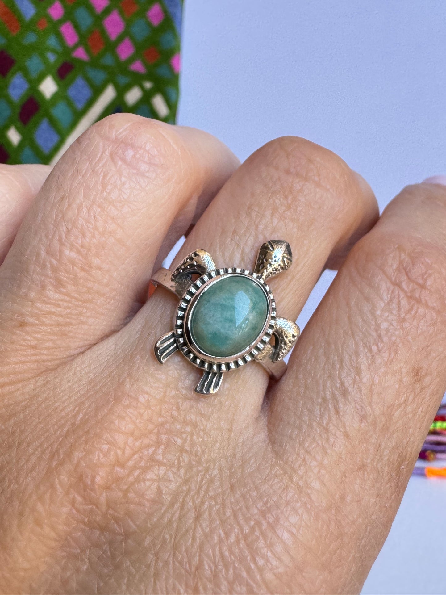 Anello argento 925 larimar misura 16/17 regolabile - 5LAR