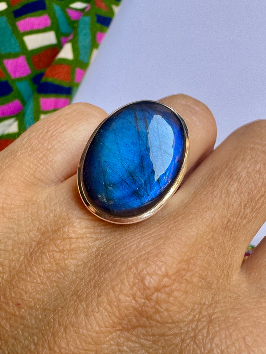 Anello argento 925 labradorite regolabile da misura 15 - 3UM