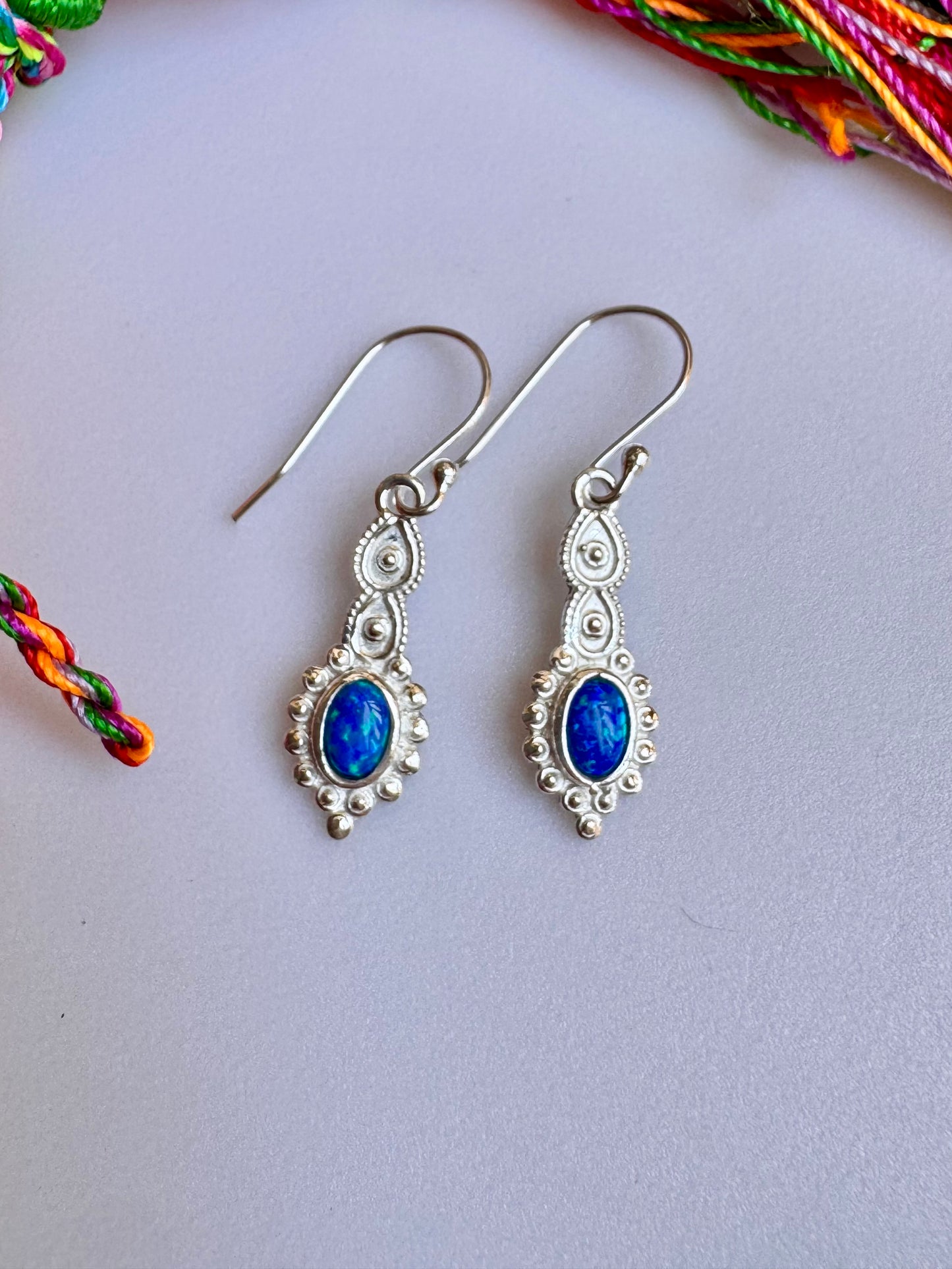Orecchini argento 925 opale azzurro 15A