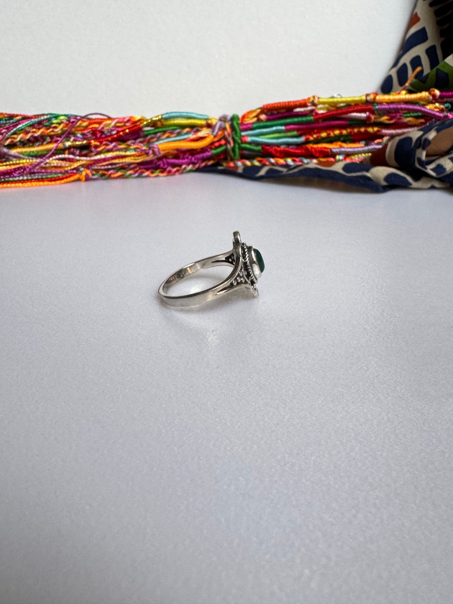 Anello argento 925 onice verde misura 15 M14