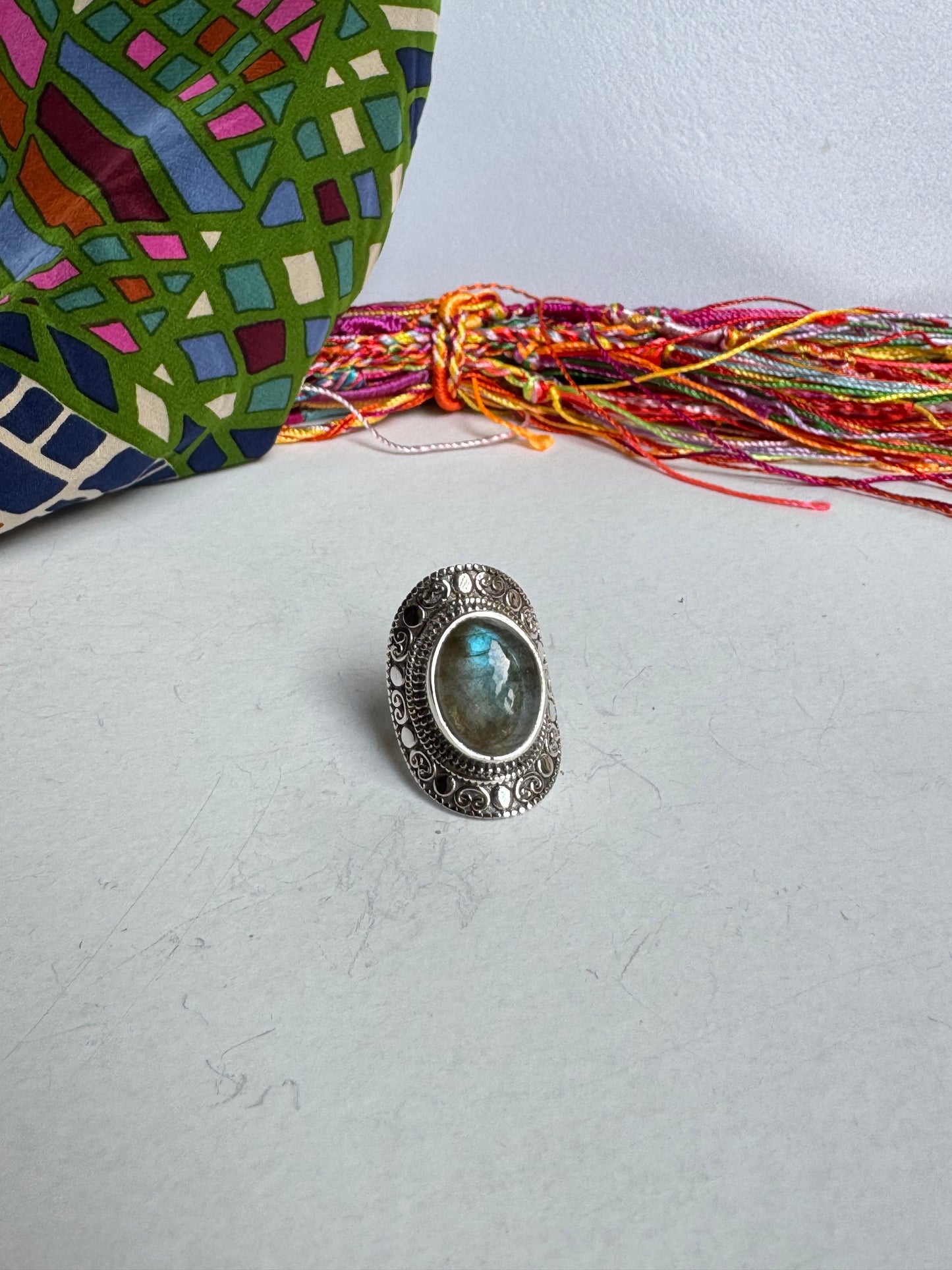 925 silver labradorite ring size 13 - 17K
