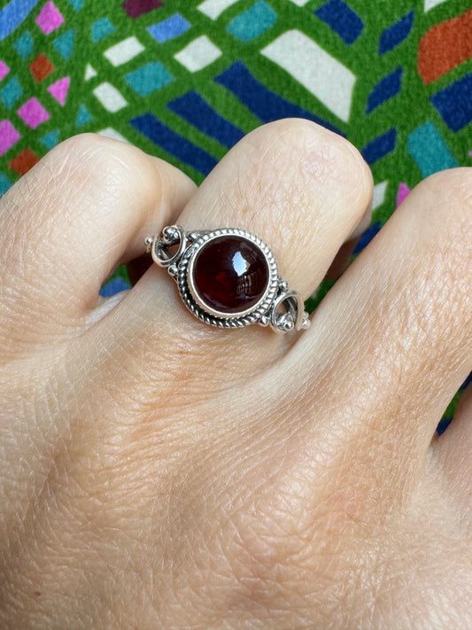 925 silver ring garnet E67