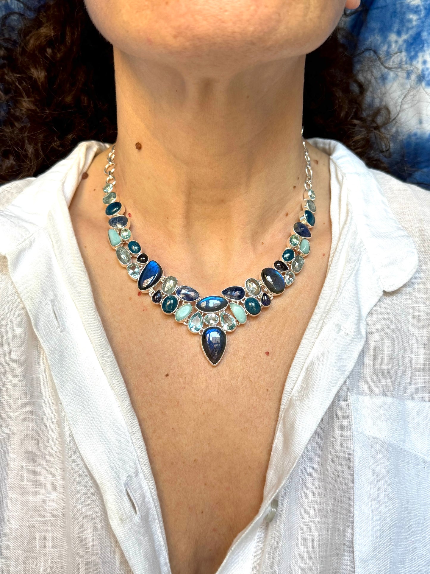 Collana argento 925 multipietra 33k