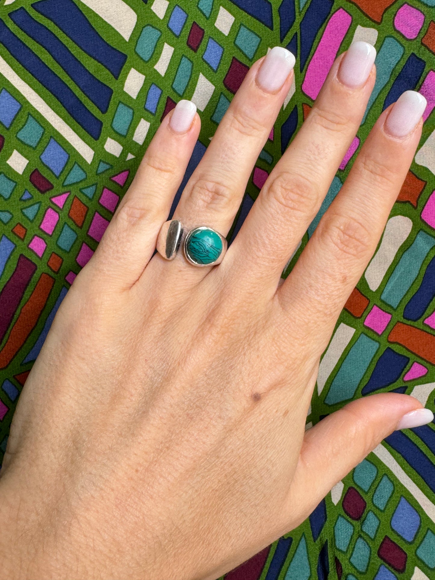 Turquoise Silver Boho Ring