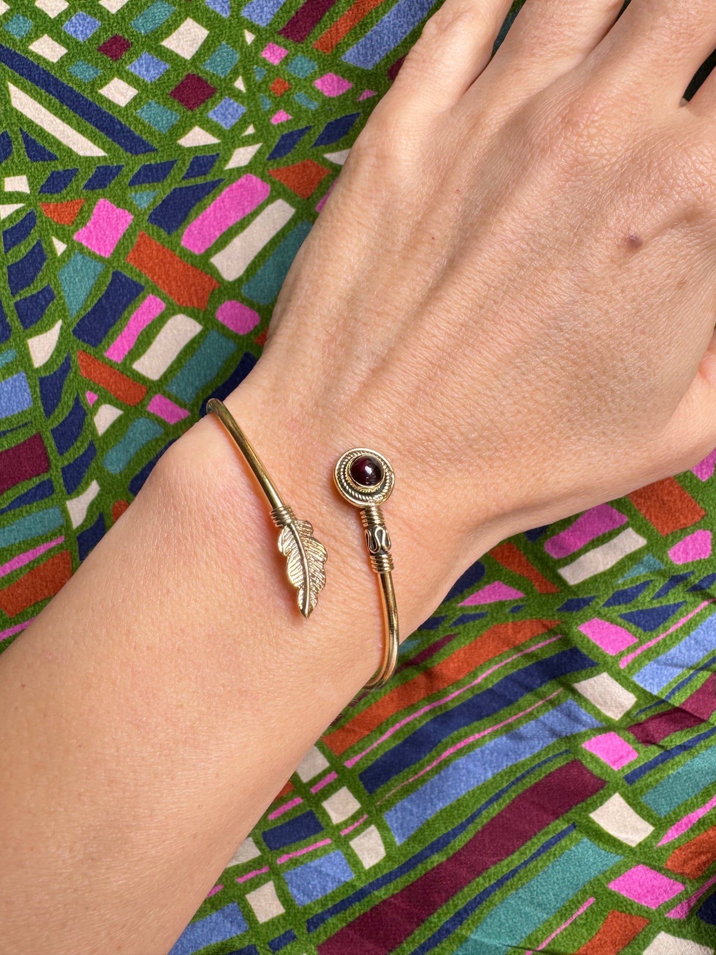 Burgundy gold boho bracelet