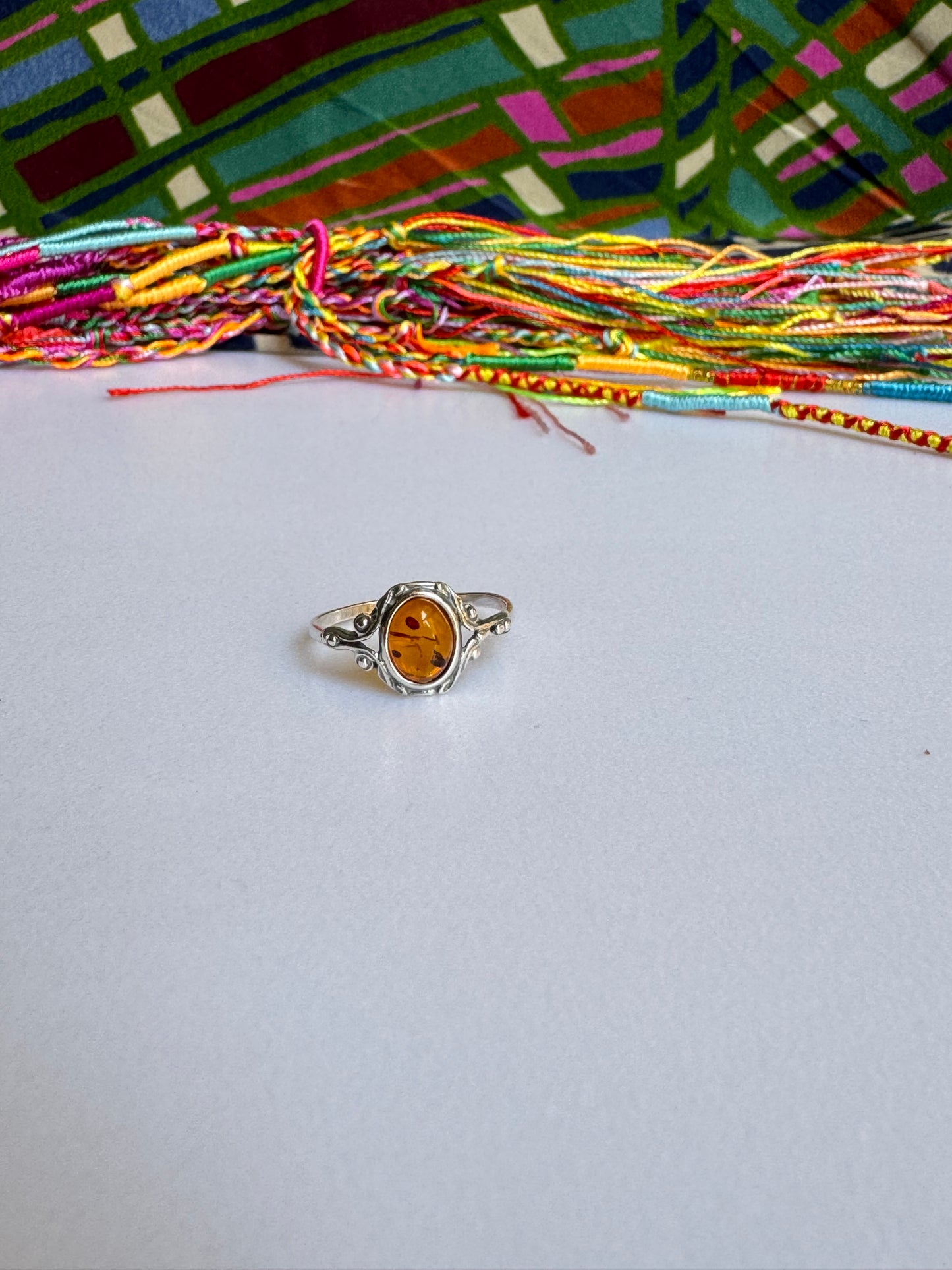 Amber Silver Ring 15A