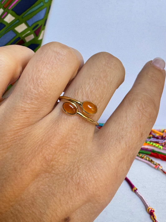 Boho-Ring, goldfarben, orange