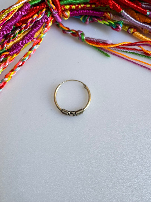 Orecchino singolo cerchio boho argento 925 1,6 cm W31 difettato