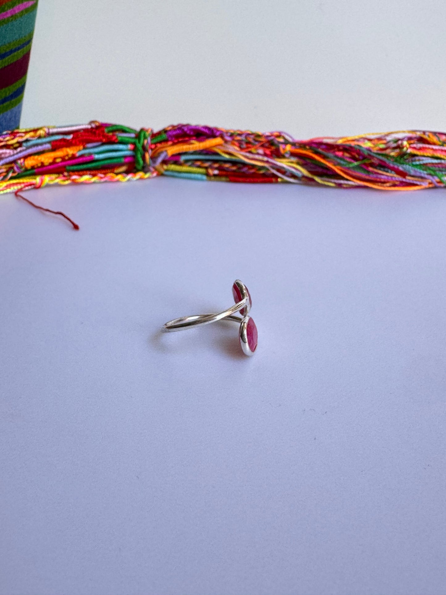 Anello argento 925 radice di rubino regolabile da misura 16 M5