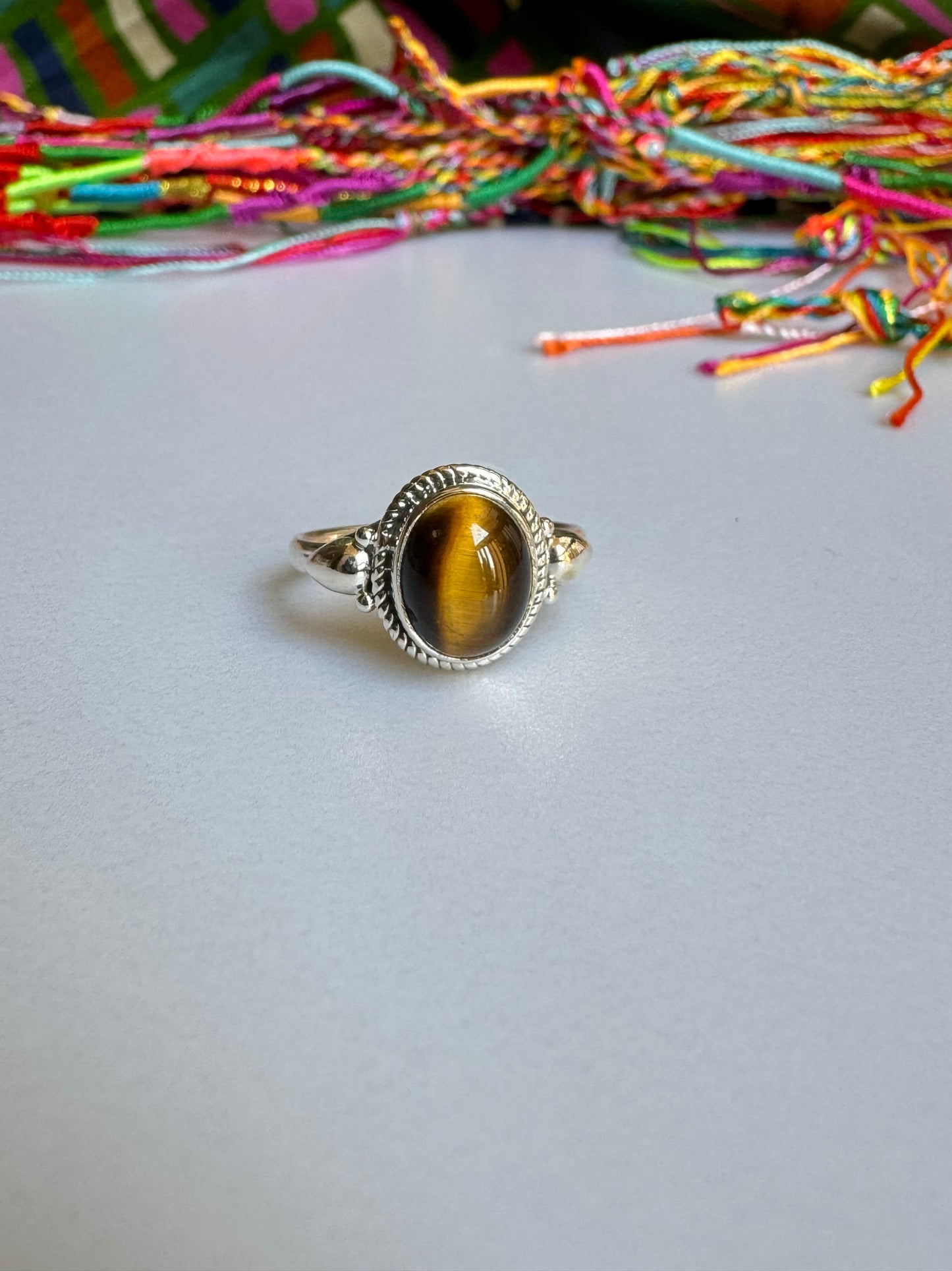 925 silver tiger eye ring E5