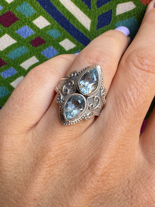 Aquamarin Silberring Größe 13/14 - X23