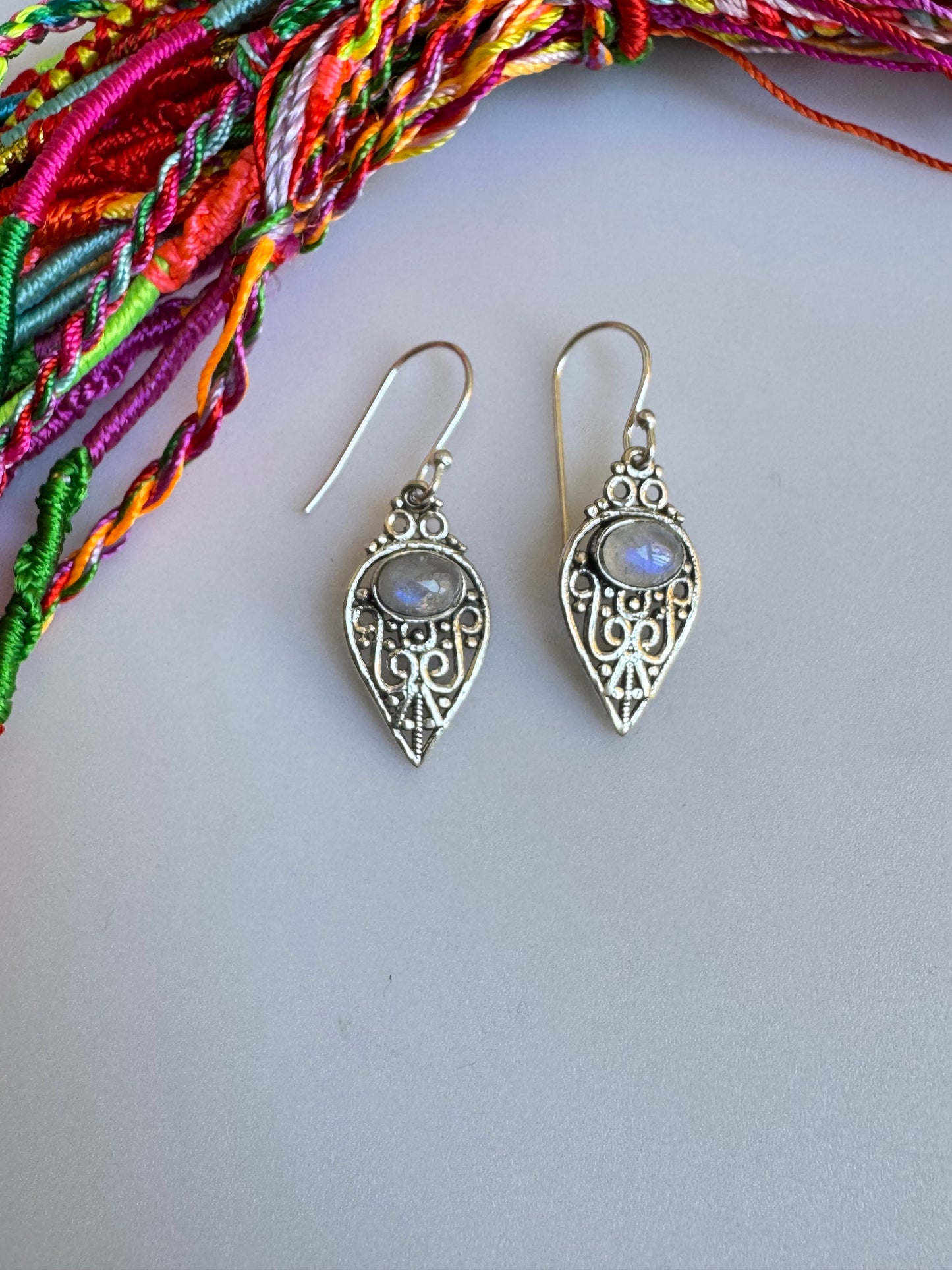 925 silver rainbow moonstone earrings D3