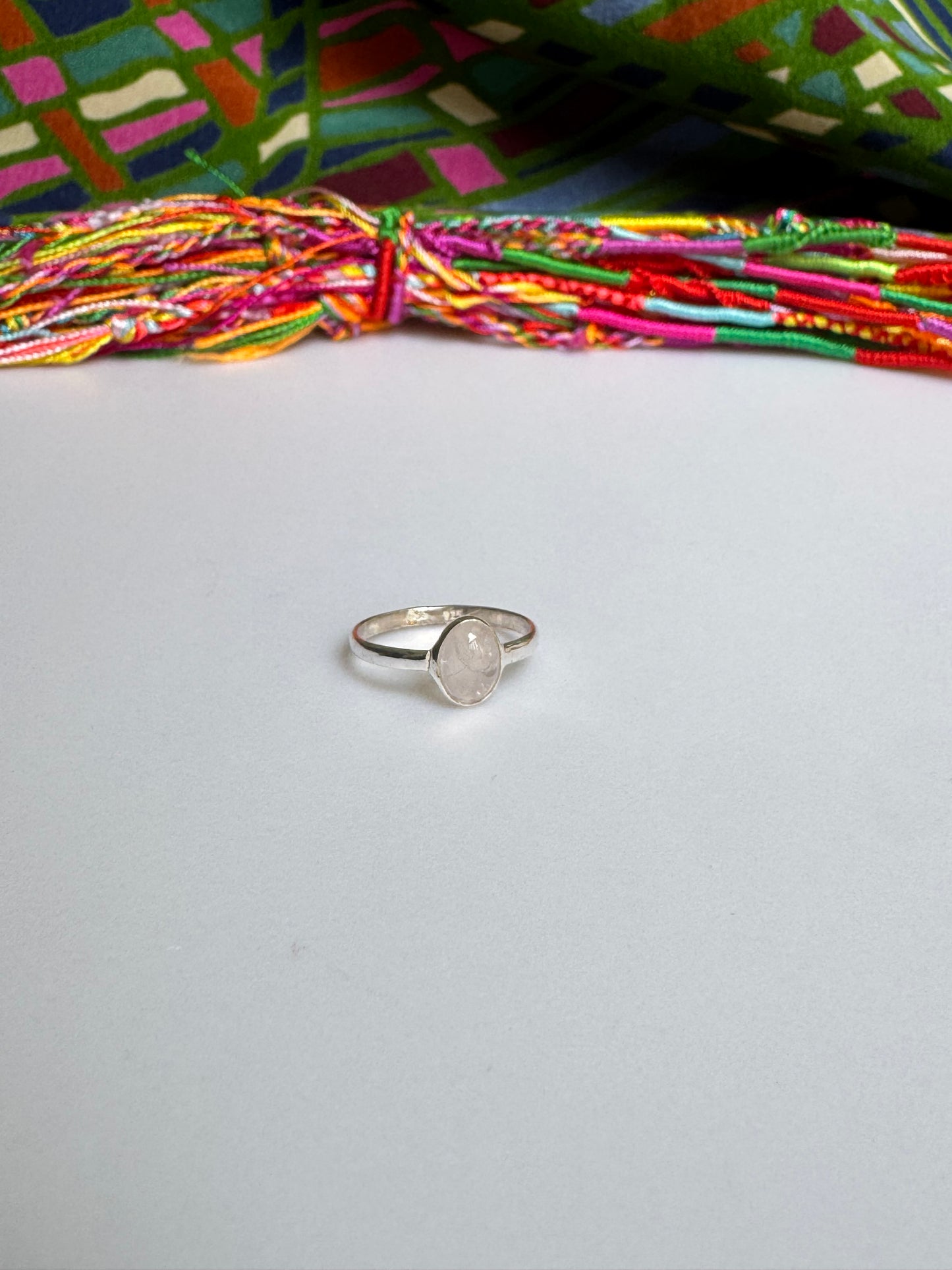 Anello argento 925 quarzo rosa misura 14 - 15QR