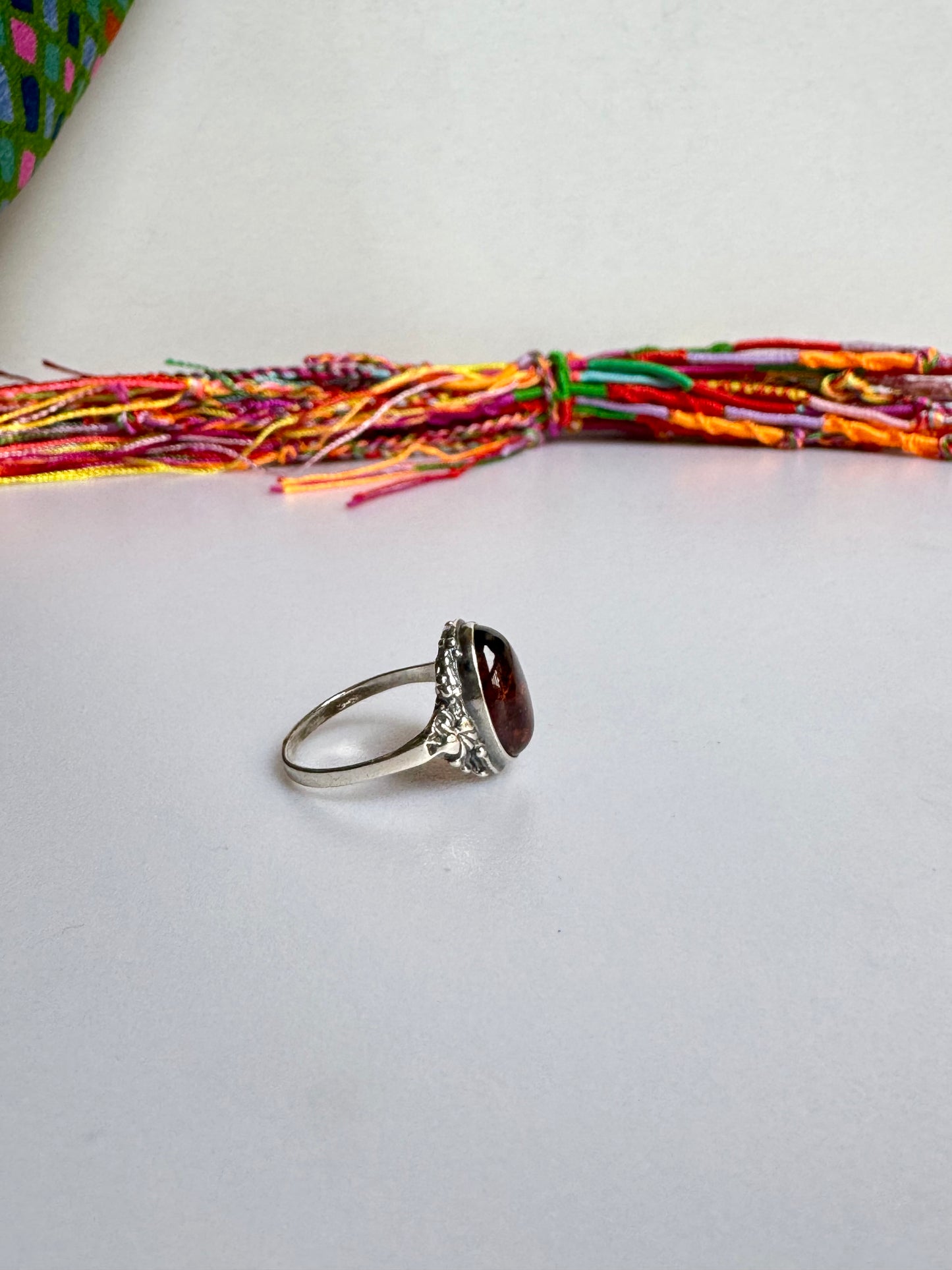 Anello argento 925 ambra misura 18/19 - 26AMB