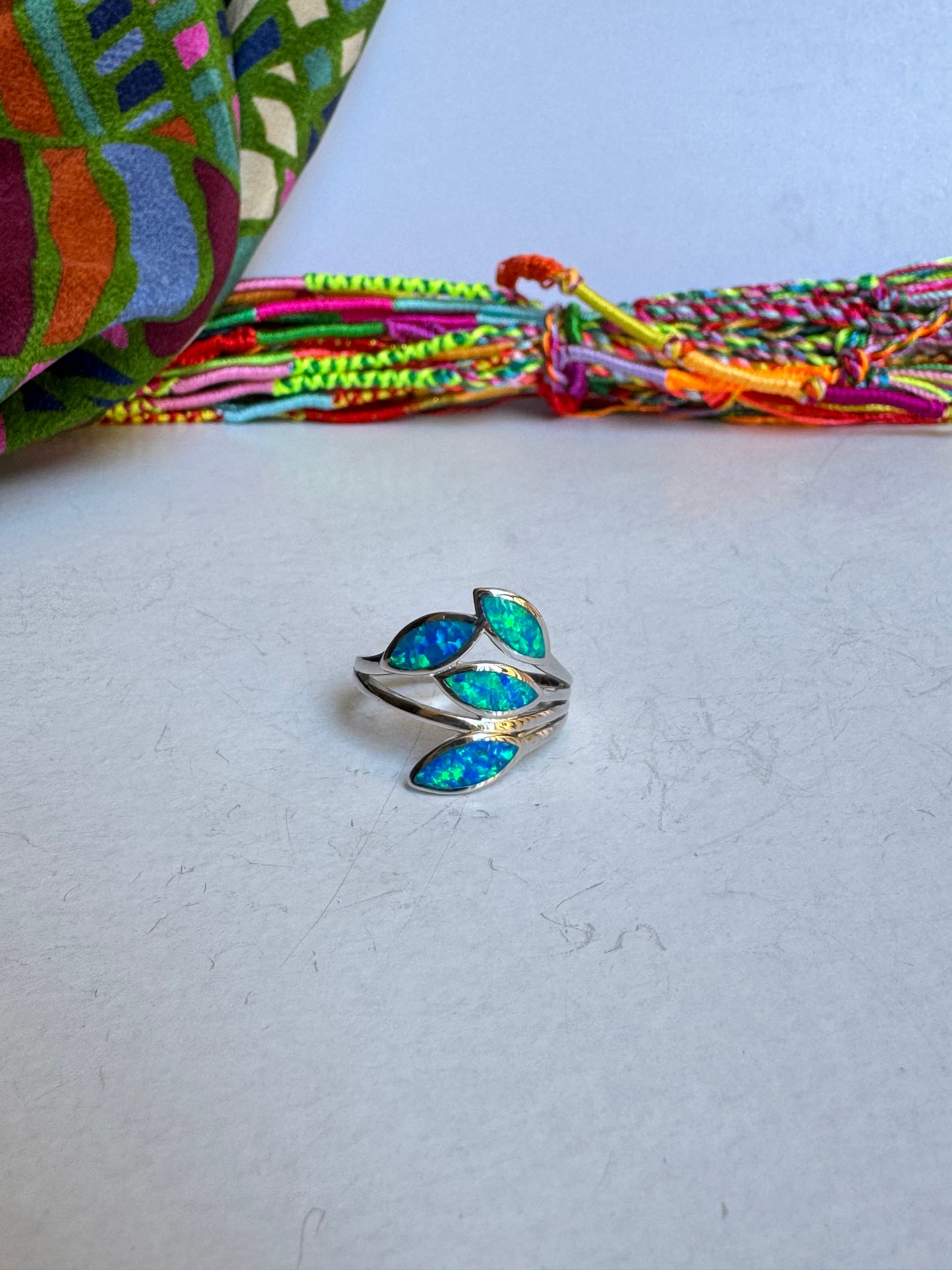Anello argento 925 opale blu misura 19 - 3OP