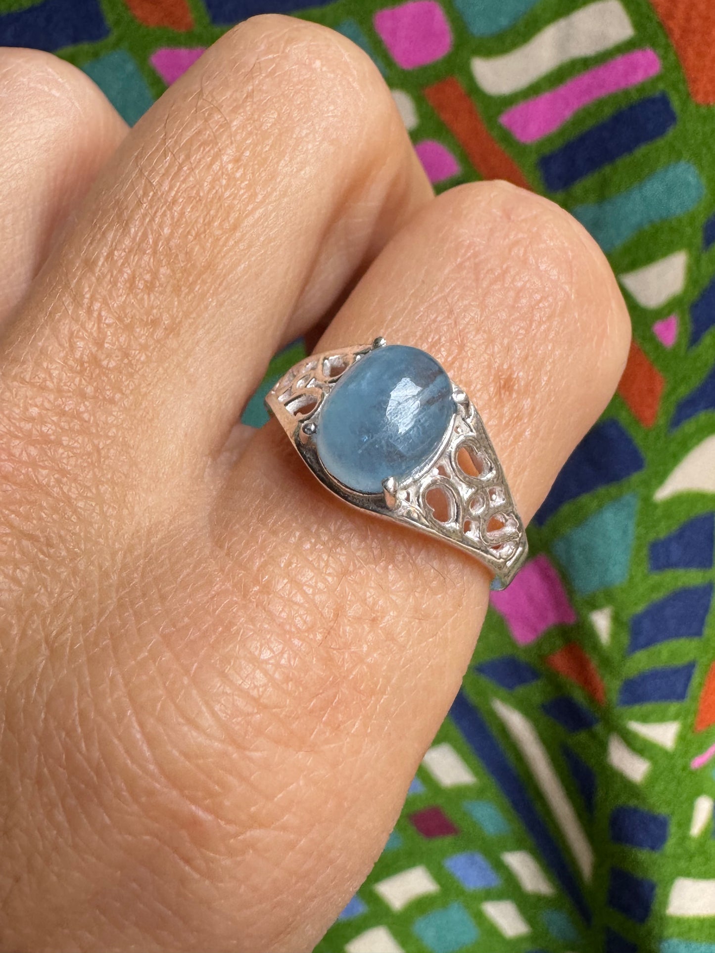 925 silver aquamarine ring size 19 - 7L
